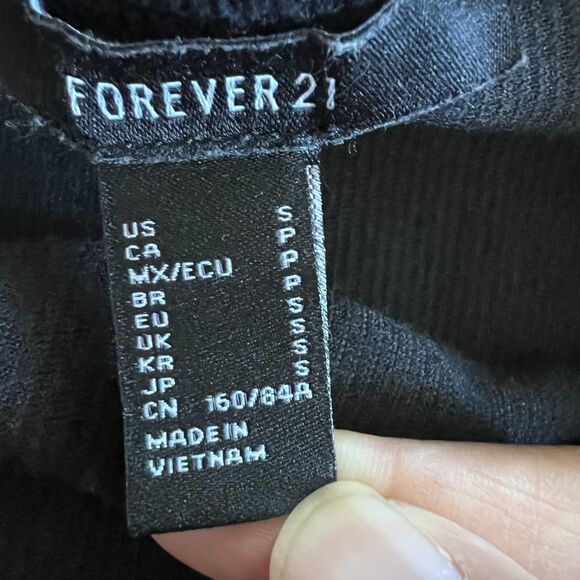 Forever 21 Dress Womens Small Black Corduroy Sheath Bodycon Velvet Back Strappy - Picture 7 of 12